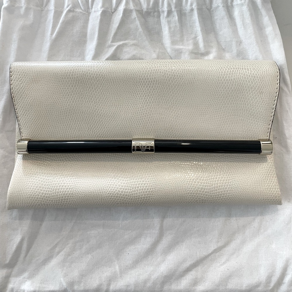 Diane von Furstenberg leather clutch in Ivory